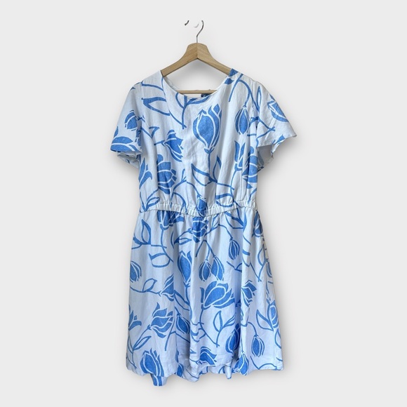 Lane Bryant Flutter Sleeve Tie Back Floral Linen Alexis Dress - Picture 2 of 7